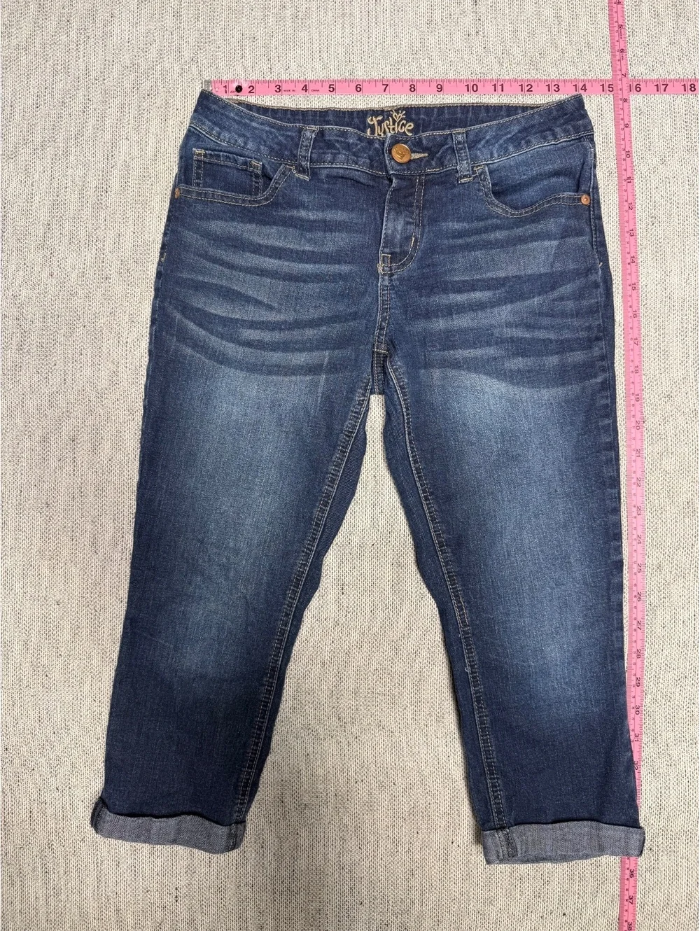 Justice Girls Dark Blue Denim Jeans Size 10 Plus